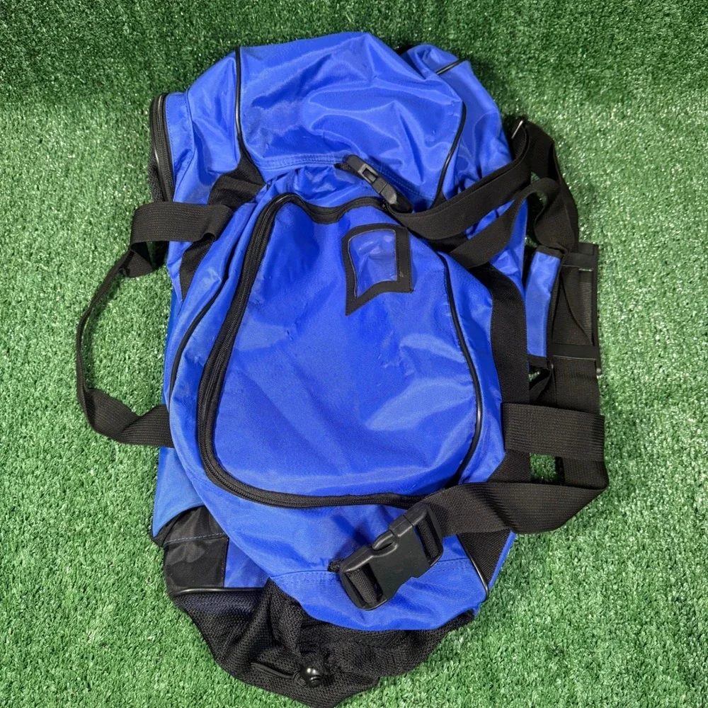Vintage Polo Sport Ralph Lauren Duffle Bag Royal Blue Black Travel Gym Weekender